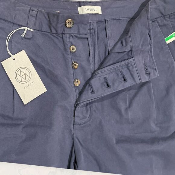 NWT Amendi Mens Karl Pleated Front Shorts -  Size 32W - Blue - Picture 2 of 6